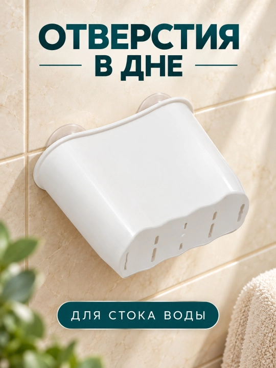 Держатель для зубных щеток и пасты, белый на присосках, стакан для ванной комнаты
