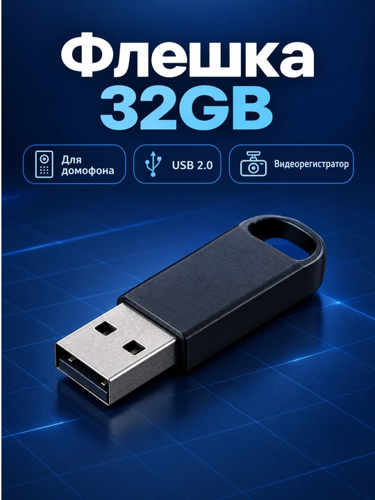 Флешка USB 32GB для домофона, видеорегистратора - 