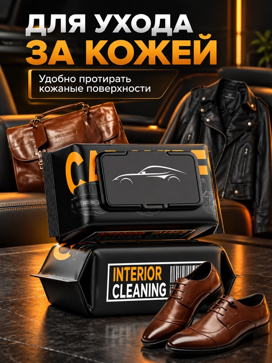 Салфетки для авто, для кожи, стекол, зеркал, салона, безворсовые, 80 шт