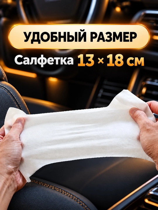Салфетки для авто, для кожи, стекол, зеркал, салона, безворсовые, 80 шт