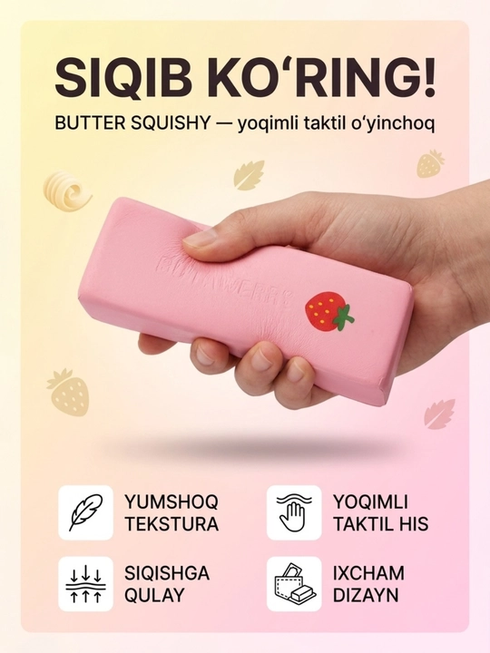 Антистресс BUTTER сквиши игрушка, мягкая игрушка-антистресс для детей и взрослых - 