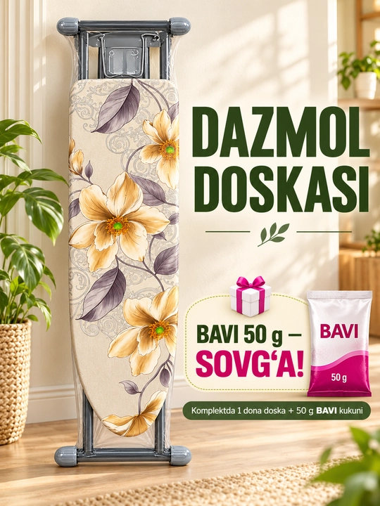 Dazmollash doskasi, metall, buklanadigan, balandligi sozlanadigan, dazmol taglikli+BAVI