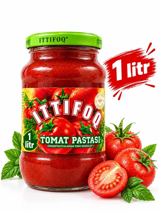 Ittifoq tomat pastasi — pomidorni qayta ishlash orqali tayyorlanadigan oziq-ovqat mahsulot - 