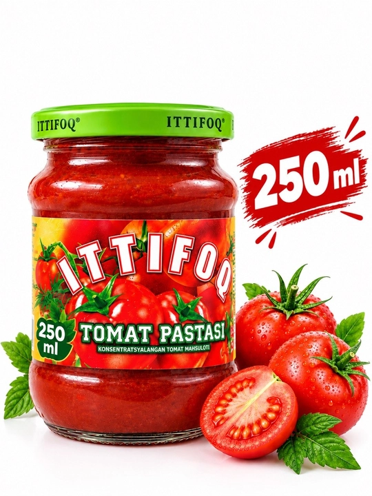 Томатная паста «Иттифок» — пищевой продукт, изготовленный из переработанных помидоров - 