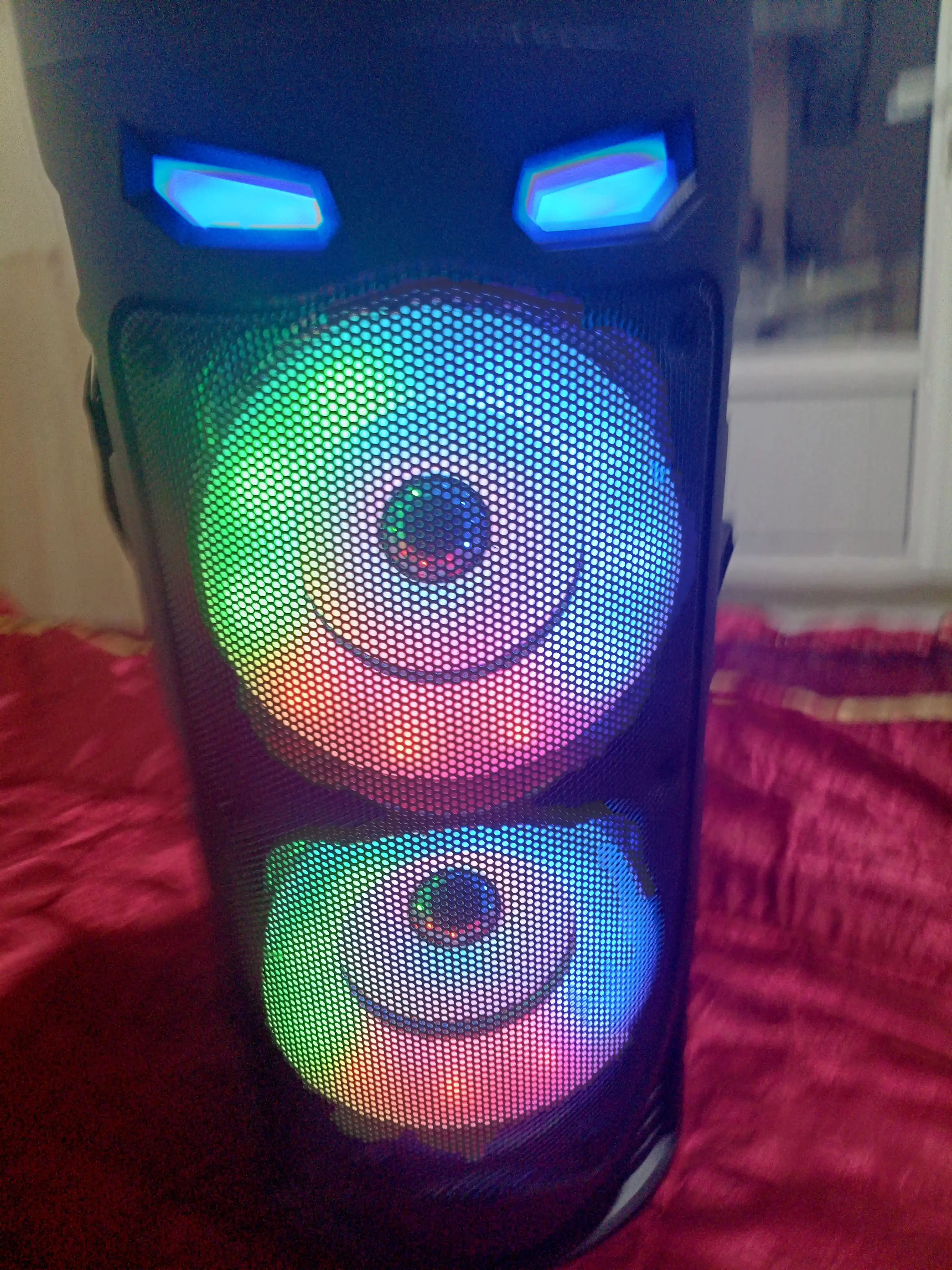 Katta simsiz Bluetooth karnay, karaoke, RGB yoritgichli, mikrofon va pultli