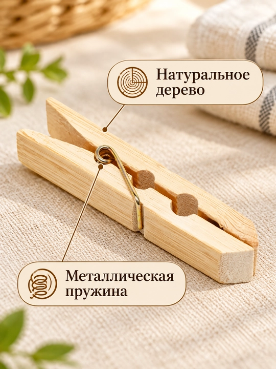 Деревянные прищепки, 20 шт