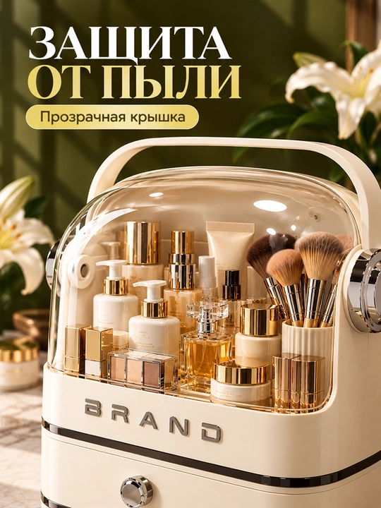 Органайзер для косметики и парфюмерии, бокс с крышкой и отделениями