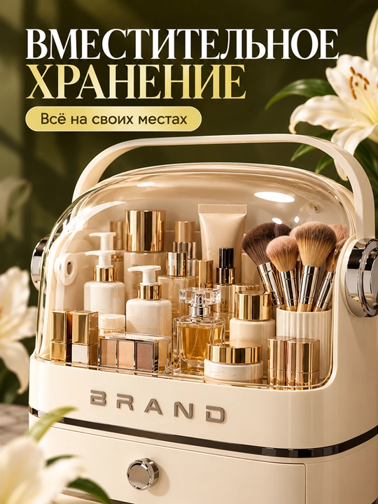 Органайзер для косметики и парфюмерии, бокс с крышкой и отделениями