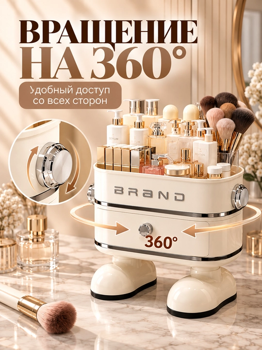 Органайзер для косметики и парфюмерии, бокс с крышкой и отделениями