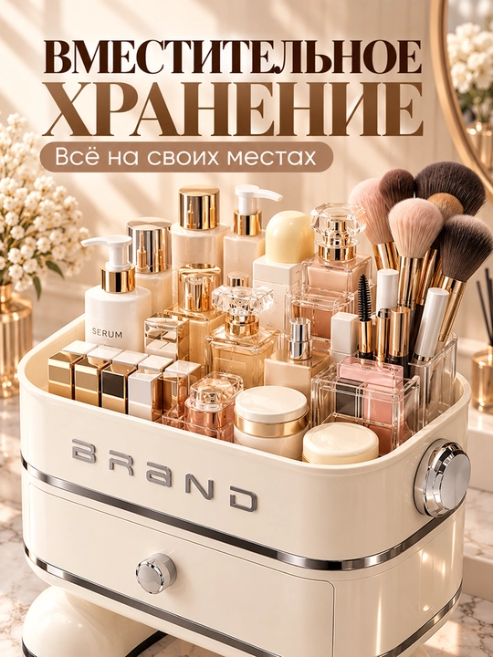 Органайзер для косметики и парфюмерии, бокс с крышкой и отделениями