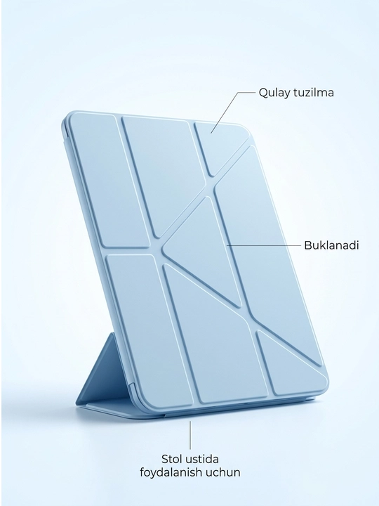IPad A16 uchun chexol Smart Case tagligi bilan shaffof himoya g‘ilofi