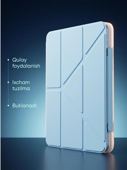 IPad A16 uchun chexol Smart Case tagligi bilan shaffof himoya g‘ilofi
