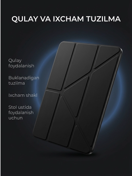 IPad A16 uchun chexol Smart Case tagligi bilan shaffof himoya g‘ilofi - 
