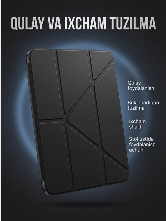IPad A16 uchun chexol Smart Case tagligi bilan shaffof himoya g‘ilofi