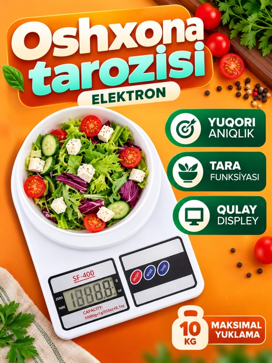 Elektron oshxona tarozisi SF 400, 10 kg , 1 g aniqlik - 