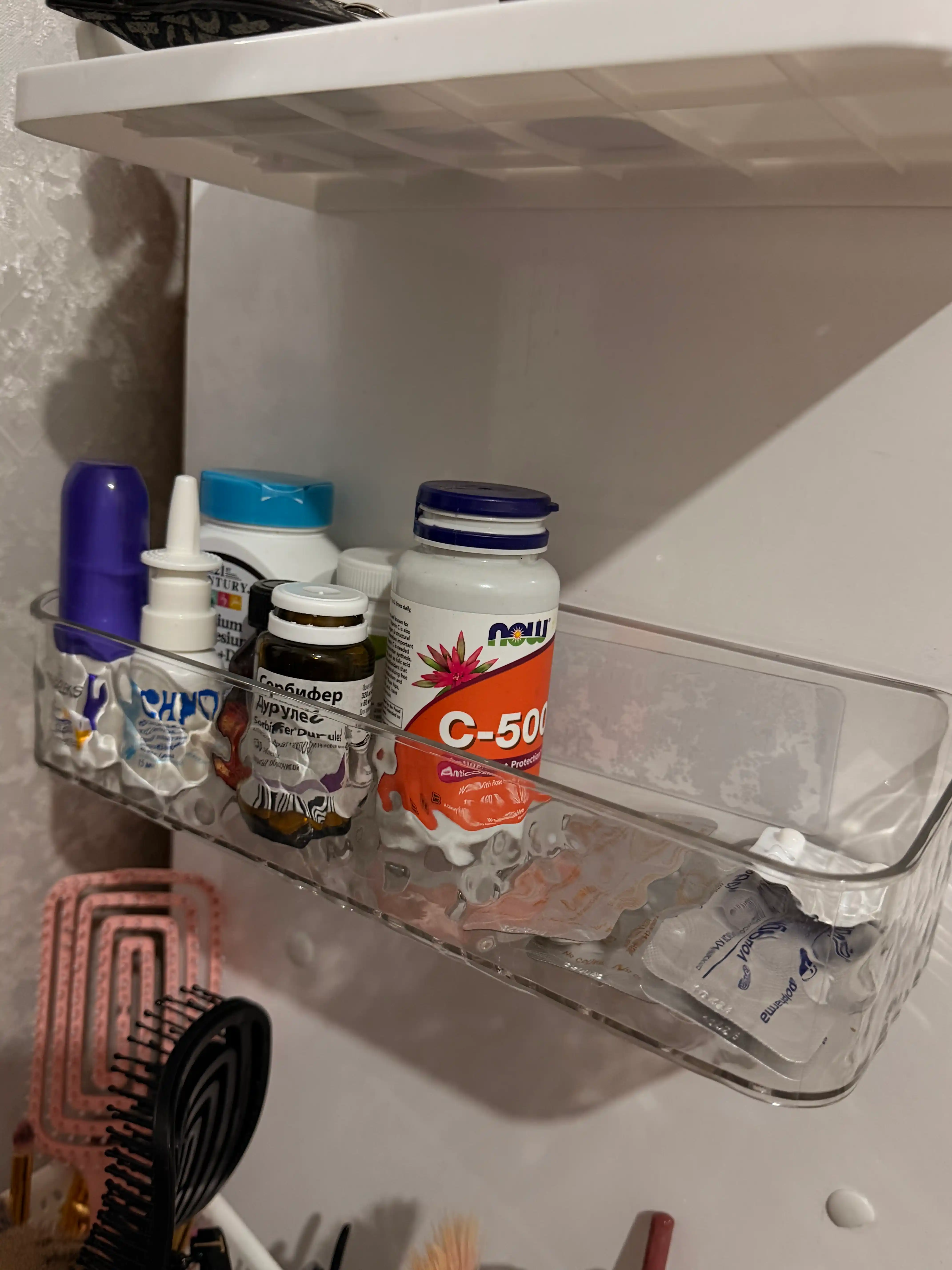 Vannaxona uchun devor tokchasi, to‘g‘ri burchakli, saqlash uchun, teshiksiz, plastik