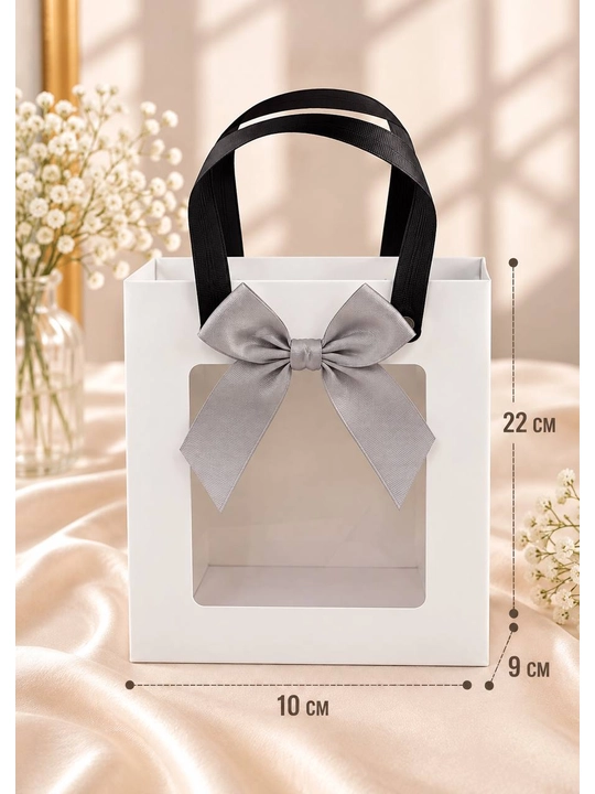 Sovg‘a qutisi oynali bantikli rozvi, malochniviy, jigarrang, ranglarda chiroyli gift box - 