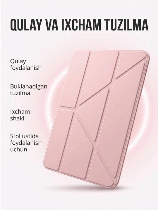 IPad A16 uchun chexol Smart Case tagligi bilan shaffof himoya g‘ilofi