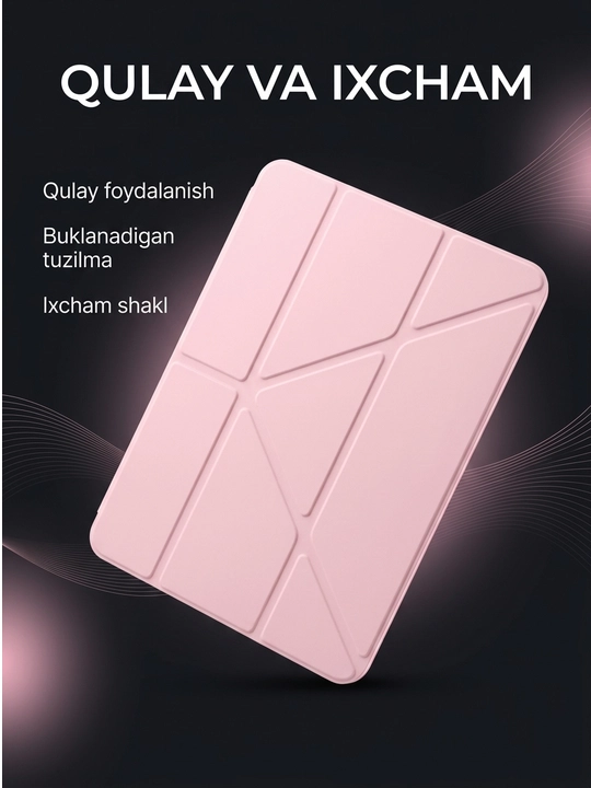 IPad A16 uchun chexol Smart Case tagligi bilan shaffof himoya g‘ilofi