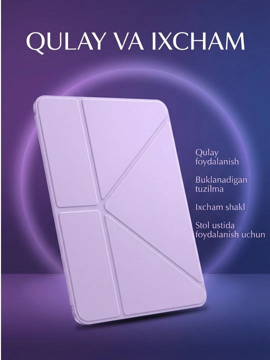 IPad A16 uchun chexol Smart Case tagligi bilan shaffof himoya g‘ilofi