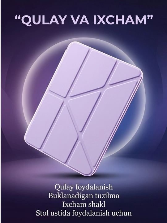 IPad A16 uchun chexol Smart Case tagligi bilan shaffof himoya g‘ilofi