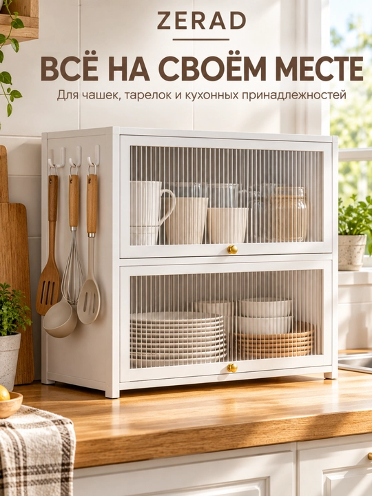 Металлический кухонный шкаф-органайзер для посуды , 57×29×71 см