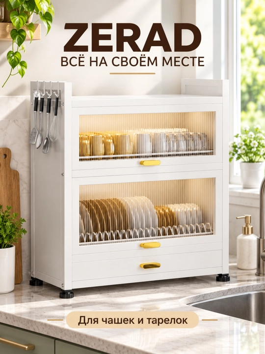 Металлический кухонный шкаф-органайзер для посуды , 57×29×71 см