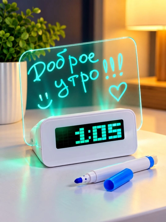 Elektron stol soati, raqamli LED budilnik, harorat va vaqt ko‘rsatkichi - 