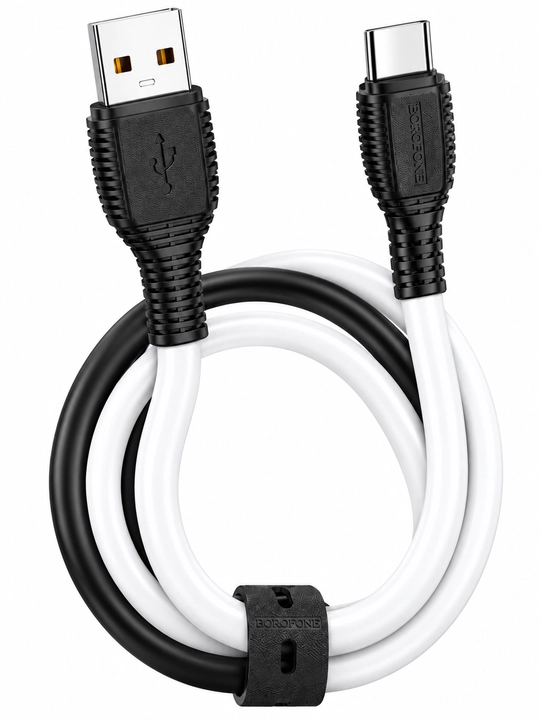 Zaryadchik BOROFONE BX86 Type-C silikon kabel 60W oq-qora 1 m