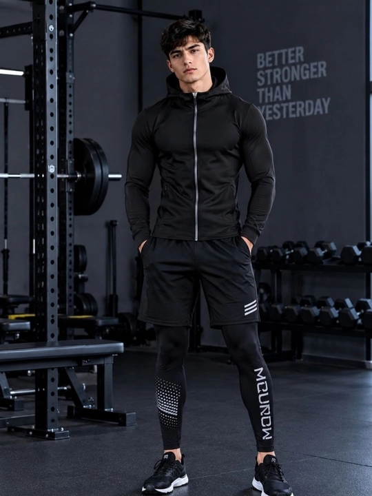 Professional fitnes sport kiyimi, erkaklar uchun rashgard, 5 tasi 1 da