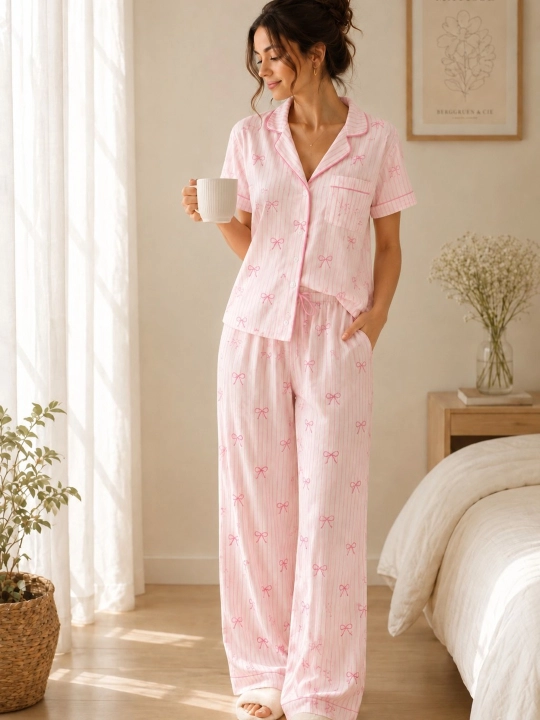 Ayollar pijamasi 3 tasi 1 da, ayollar pijama to‘plami, shortik, shim, ko‘ylak
