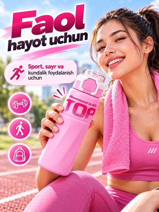 Термос для воды с трубочкой, для спорта и повседневного использования
