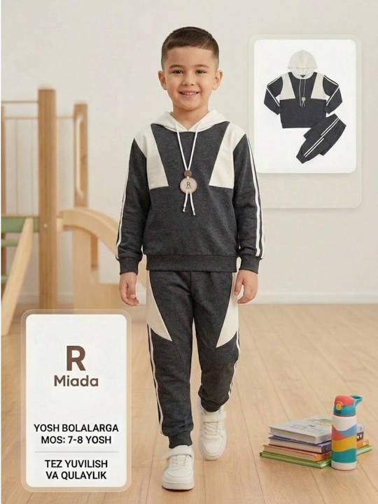 Детский спортивный костюм, для мальчика, 7-8 лет, повседневный  - 