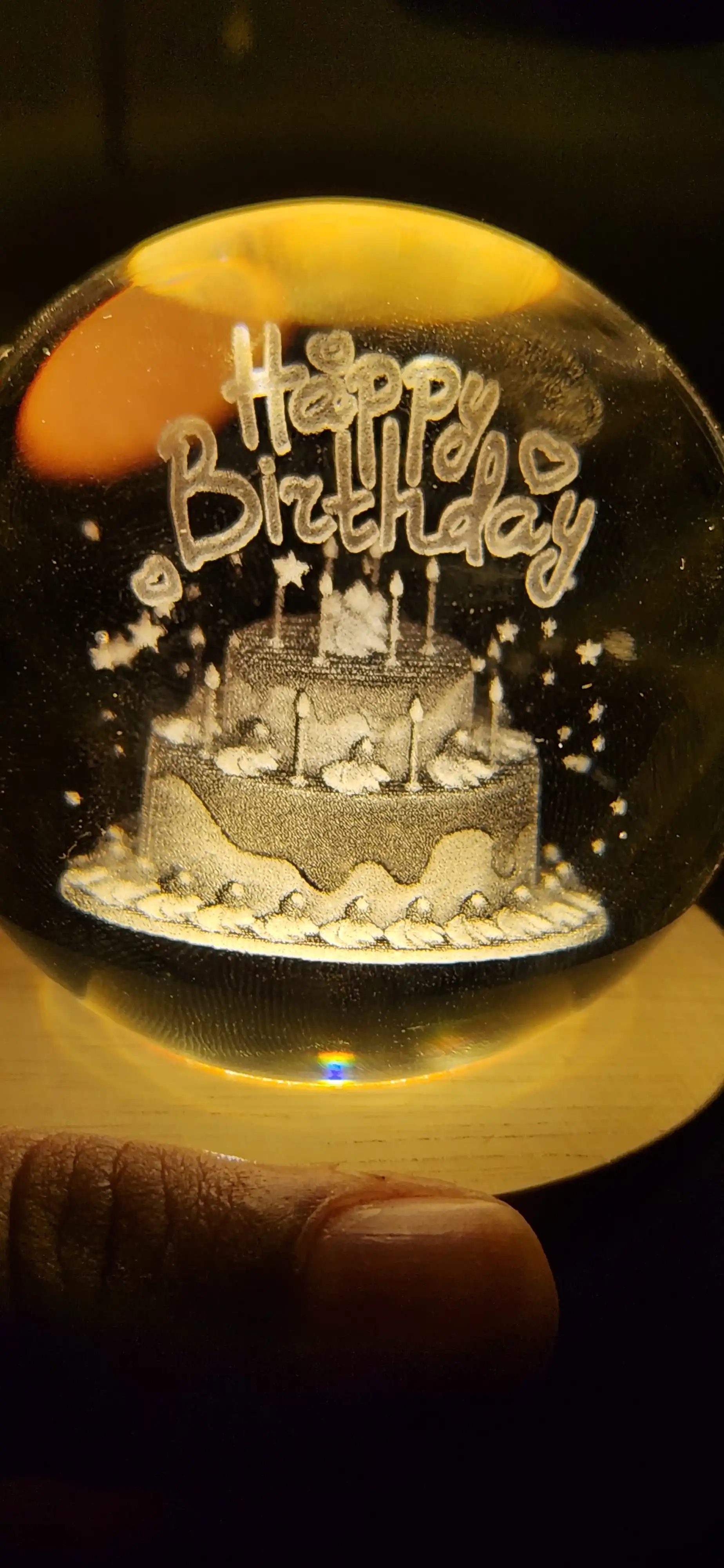 3D kristall tungi ballon, stressga qarshi, stol usti, shisha, chiroq, sovg‘a, 6 sm