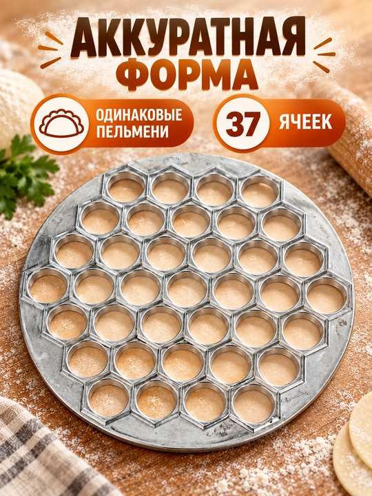 Chuchvara va mantini tayyorlash uchun uchun metal maxsus qolip shakl, 37 ta katak