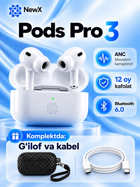 Pods Pro 3 ANC, беспроводные Bluetooth-наушники, сенсорные, для всех типов телефонов - 