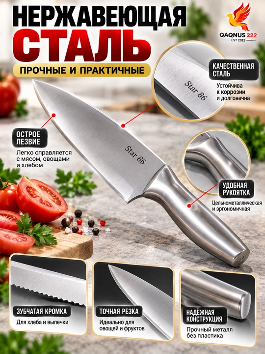Набор кухонных ножей с подставкой, ножницами, разные модели