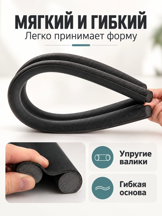 Уплотнитель для низа двери от сквозняков и пыли, односторонний и двусторонний