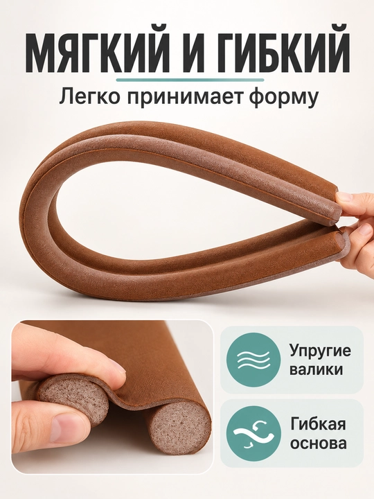 Уплотнитель для низа двери от сквозняков и пыли, односторонний и двусторонний