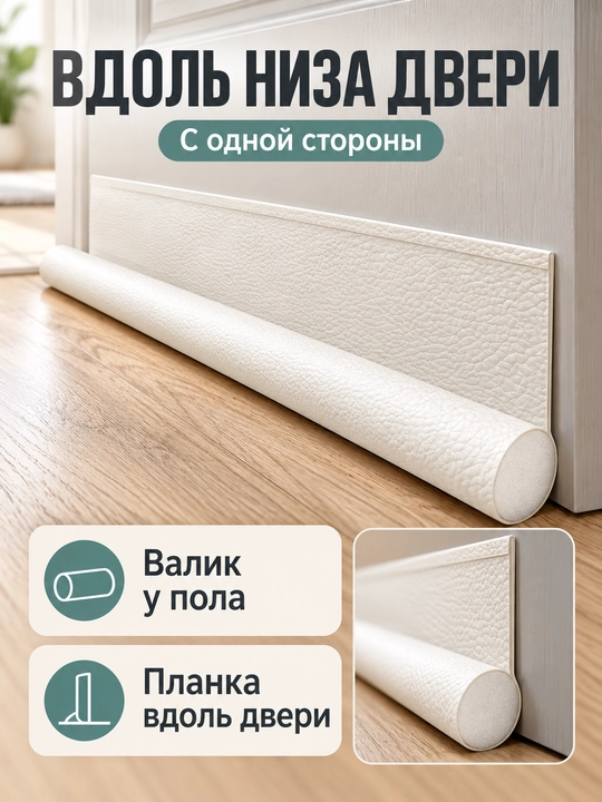 Уплотнитель для низа двери от сквозняков и пыли, односторонний и двусторонний