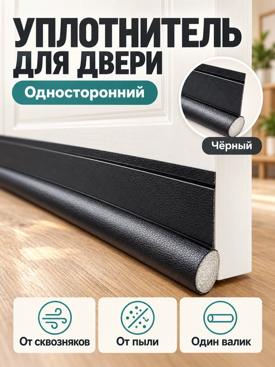 Уплотнитель для низа двери от сквозняков и пыли, односторонний и двусторонний - 