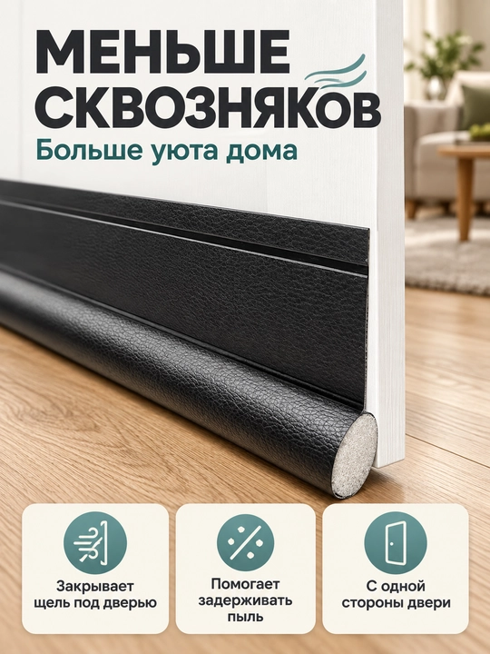 Уплотнитель для низа двери от сквозняков и пыли, односторонний и двусторонний