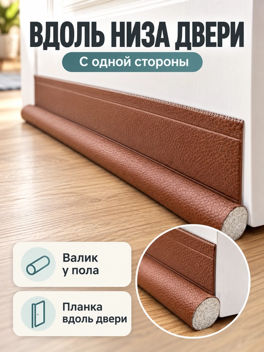 Уплотнитель для низа двери от сквозняков и пыли, односторонний и двусторонний