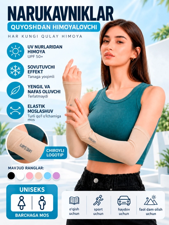 Kompressiv yeng, hijob uchun manjet yenglari, quyoshdan himoyalovchi, universal, manjet - 