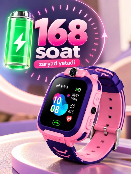 Детские смарт-часы, SIM, GPS/LBS, камера, SOS, звонки, до 168 часов