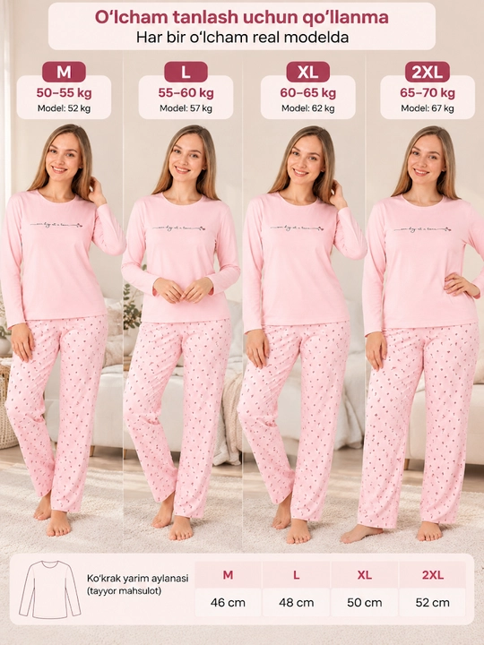 Пижама женская, Турция, хлопок, для дома, M-2XL