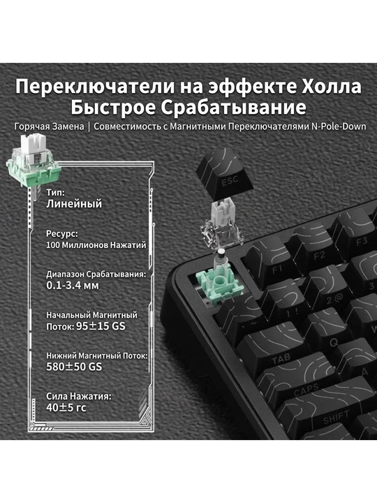 Attack Shark X82 PRO HE oʻyin uchun magnit klaviaturasi, Holl effekti, 8kHz