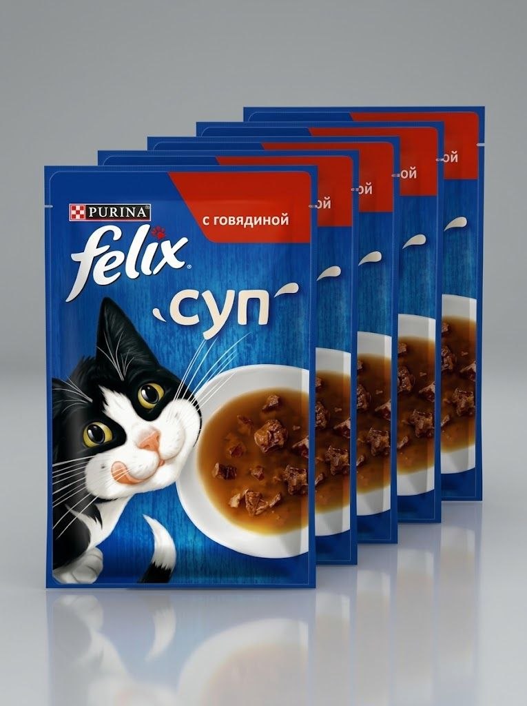 Felix Суп влажный корм для кошек, с говядиной, 48 гр - 