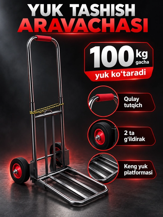 Грузовая тележка, до 100 кг, 2-х колесная, с металлическим каркасом
