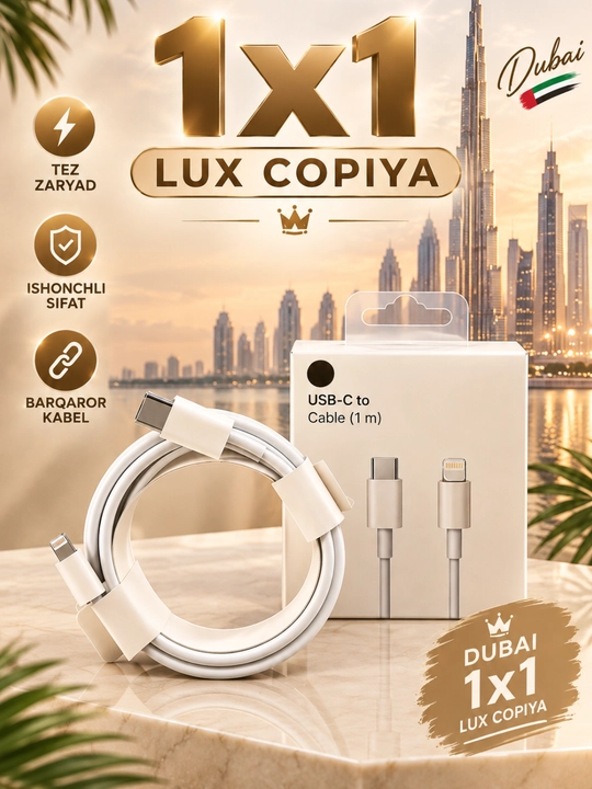 Оригинальный кабель usb / lightning / type-c, 1 метр, быстрая и качественная зарядка - 